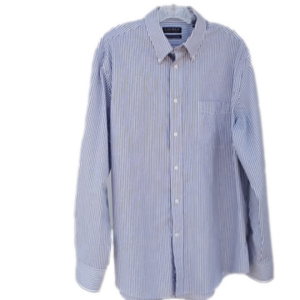 NWOT Lauren Ralph Lauren Men's White Dress Shirt with Blue vertical stripes